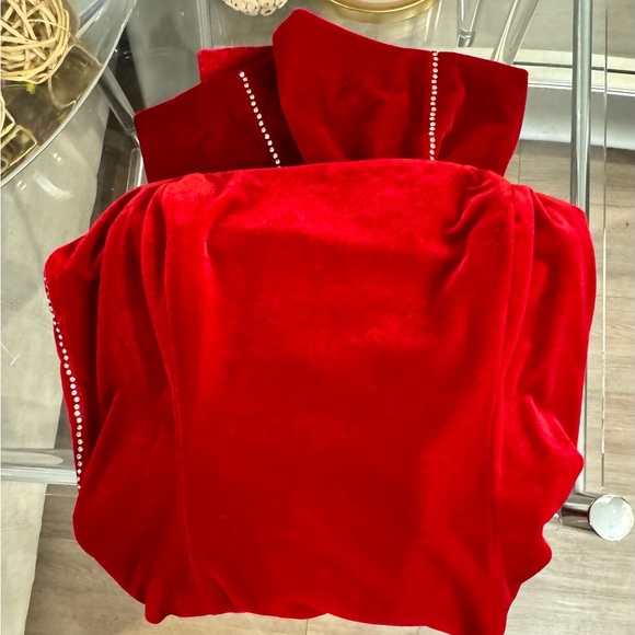 ALEX EVENINGS -Stunning long strapless velvet with rhinestone accents. Like NEW - Picture 3 of 13